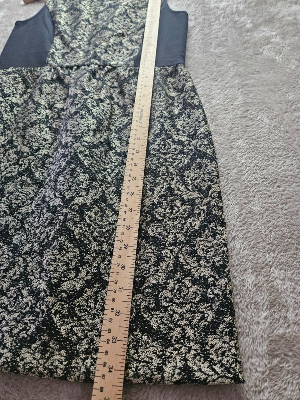 LOFT Sleeveless Sheath Dress Black Gold Damask Jacquard Pattern Women's Size 4 - Picture 6 of 7